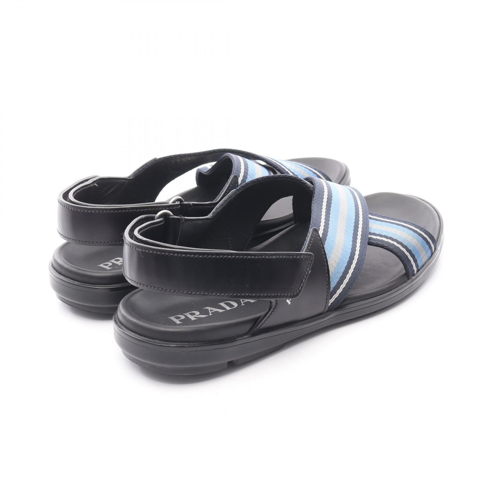 PRADA ブラック レザー　サンダル　プラダ　7.5 PRADA - PRADA ブラックレザー メンズサンダルの通販 by ねこ