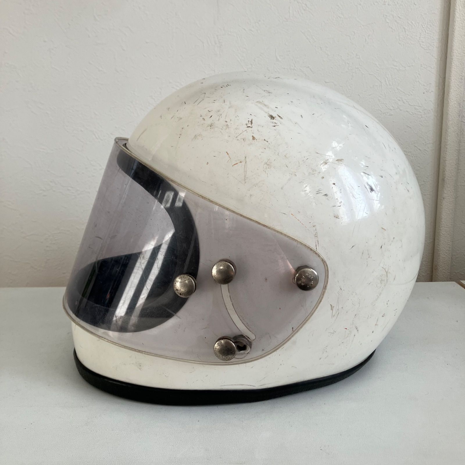 HONDA LINE☆1974年製 ビンテージ Lサイズ ヘルメット フルフェイス 美品 BELL SHOEI アライ レア 希少 白 当時物 旧車  族ヘル MOTORS INC - メルカリ