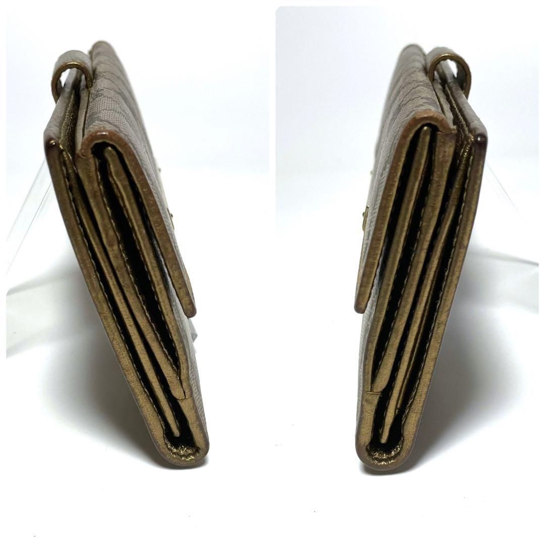 グッチ 112715 ニ折り財布 GG柄 ゴールドプレート ロゴ ブラウン  