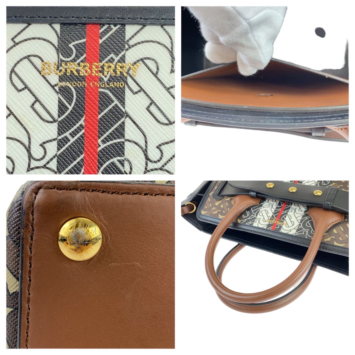 美品✨ゴールド金具✨底鋲✨ Burberrys ハンドバッグ トートバッグ 総柄 美品✨ゴールド金具✨底鋲✨ Burberrys ハンドバッグ トート