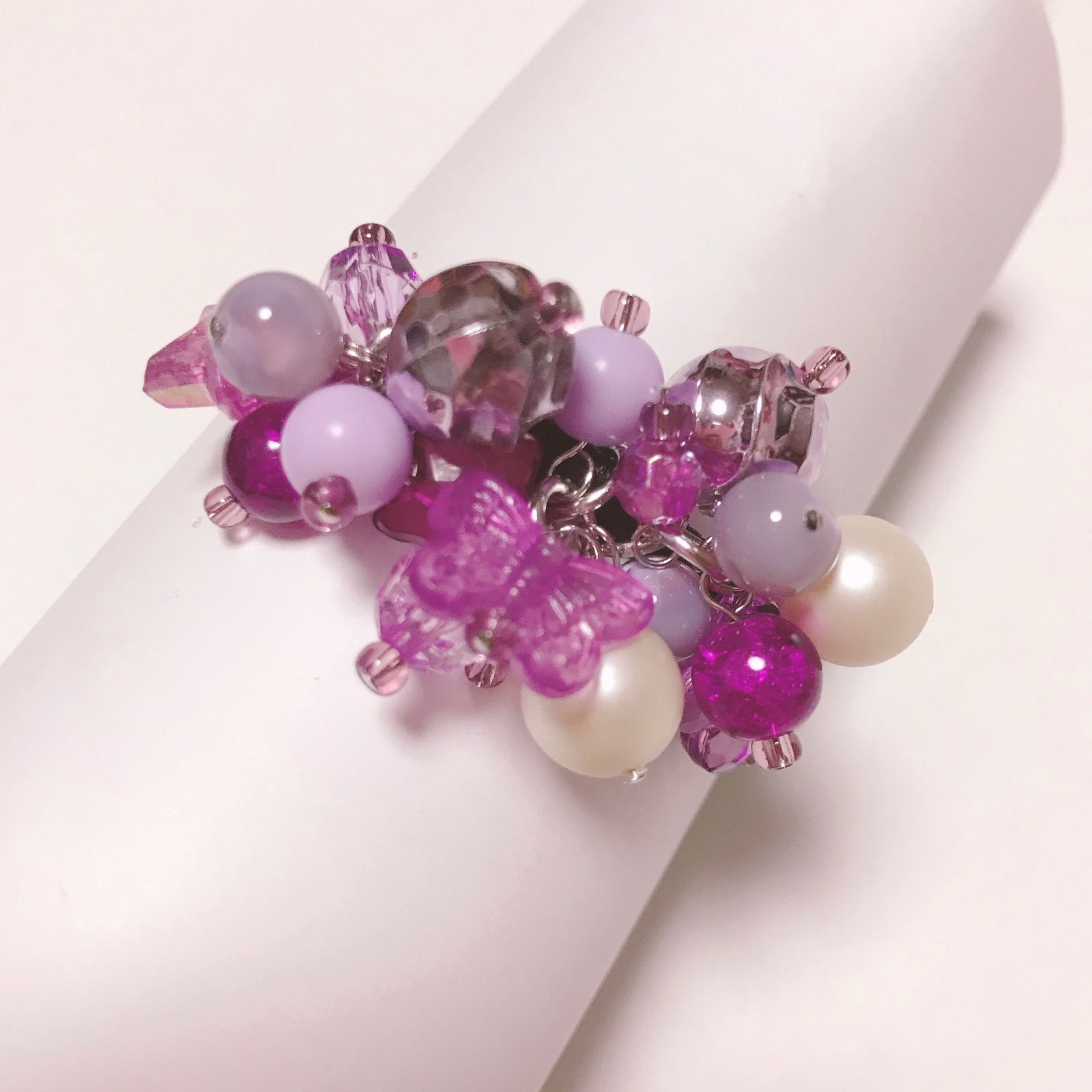 じゃらじゃら  ヘアゴム  清楚なパープル じゃらじゃら ヘアゴム 清楚なパープル