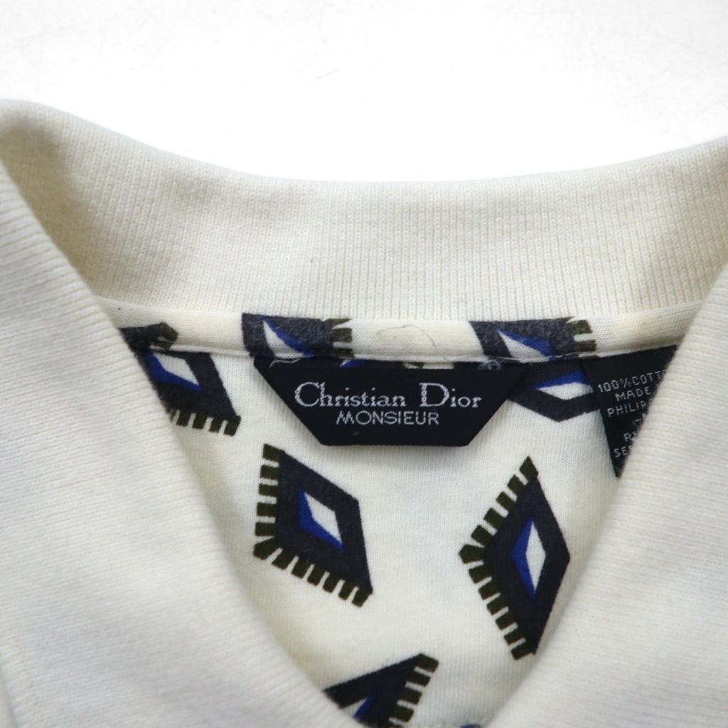 Christian Dior MONSIEUR オールド 総柄 ポロシャツ M ホワイト