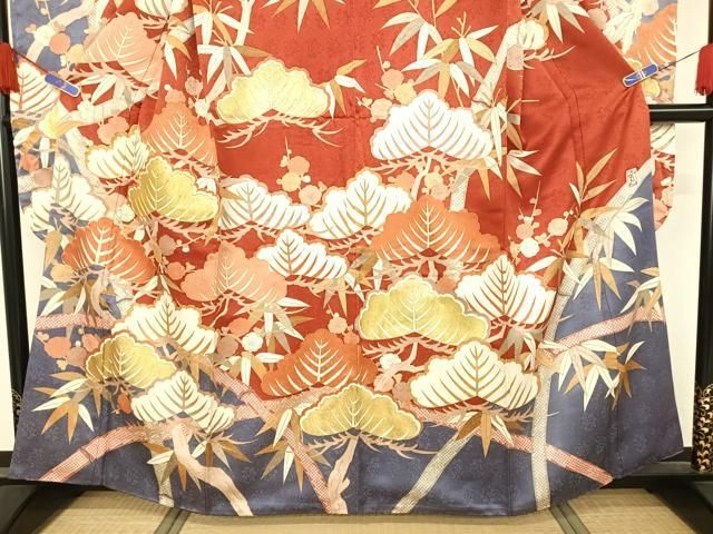 平和屋着物●豪華振袖　鬘帯吉祥花文　暈し染め　金彩　正絹　逸品　AAAY7395ck 平和屋着物○豪華振袖 鬘帯吉祥花文 暈し染め 金彩 正絹