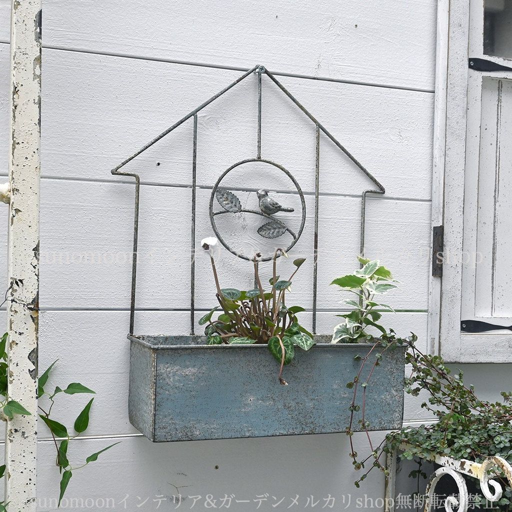 ガーデンインテリア 鉢植え 寄せ植え インテリア おしゃれ 家 ガーデン雑貨 シャビー加工 シャビーシック 鉄 庭 鳥 お洒落 錬鉄製 ガーデニング 壁掛け ヴィンテージ調 レトロ ガーデン 雑貨 8-14 庭の装飾 プランター
