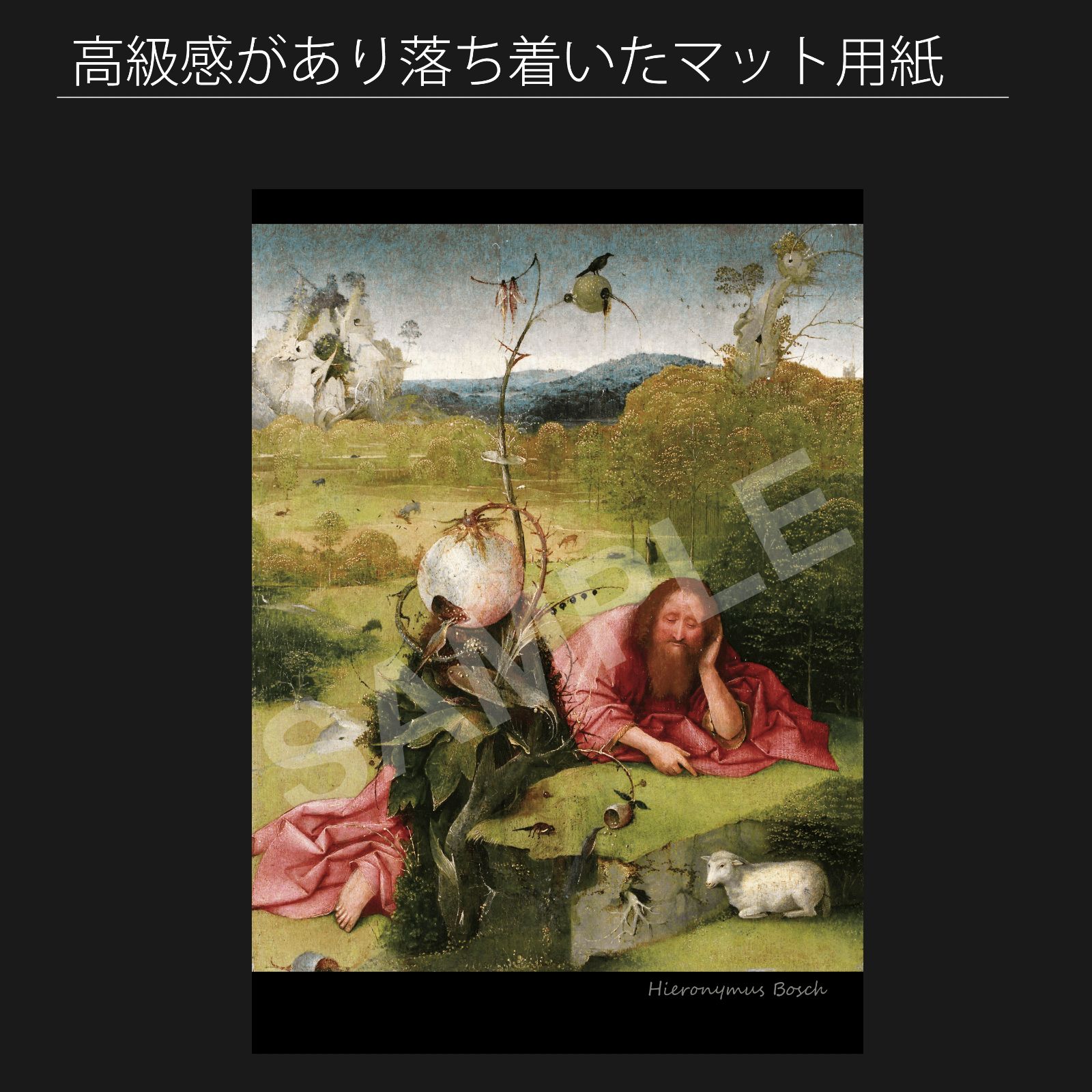ヒエロニムス ボス Hieronymus Bosch 荒野の洗礼者聖ヨハネ アートポスターA2 マット紙 フレーム付 IN