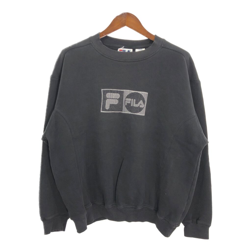 FILA フィラ スウェット ブラック (メンズ L) 中古 古着 S2639