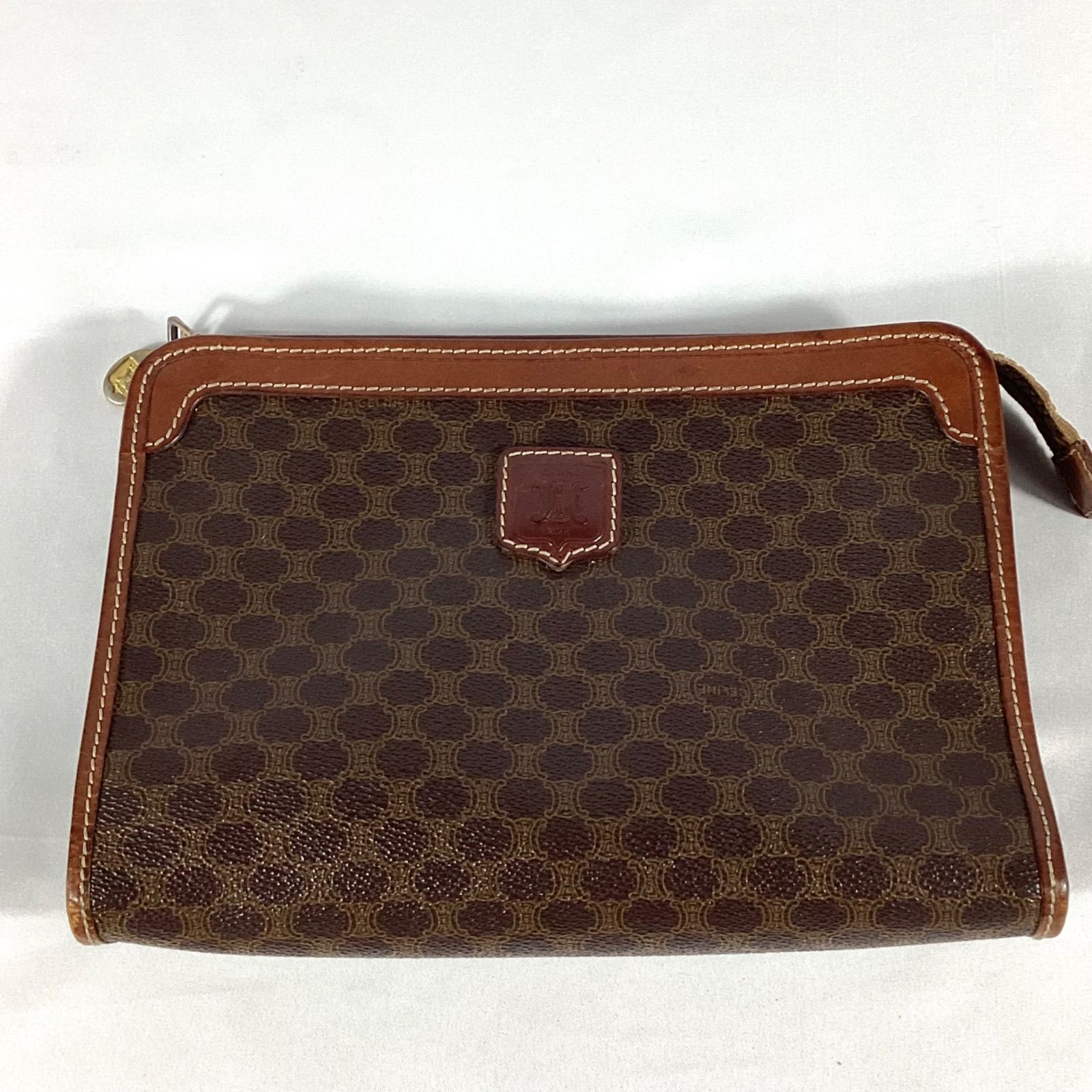 CELINE セリーヌ マカダム柄 オールドセリーヌ ポーチ セカンドバッグ レザー 革 ブラウン オールドセリーヌ CELINE マカダム柄 ショルダーバッグ CELINE