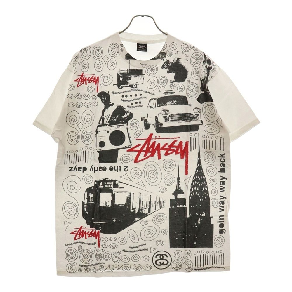 80s oldstussy 総柄 tシャツ ステューシー 黒タグ 初期 STUSSY