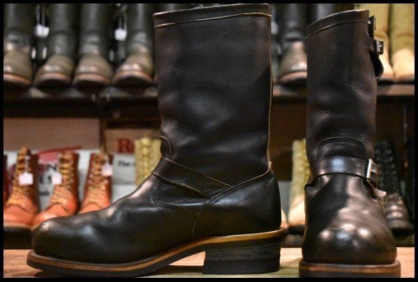 7.5EE PT91 黒タグ 95年 Chippewa チペワ 27899 エンジニア 黒 スチールトゥ 11インチハイト ビブラムソール ブーツ HOPESMORE FI015