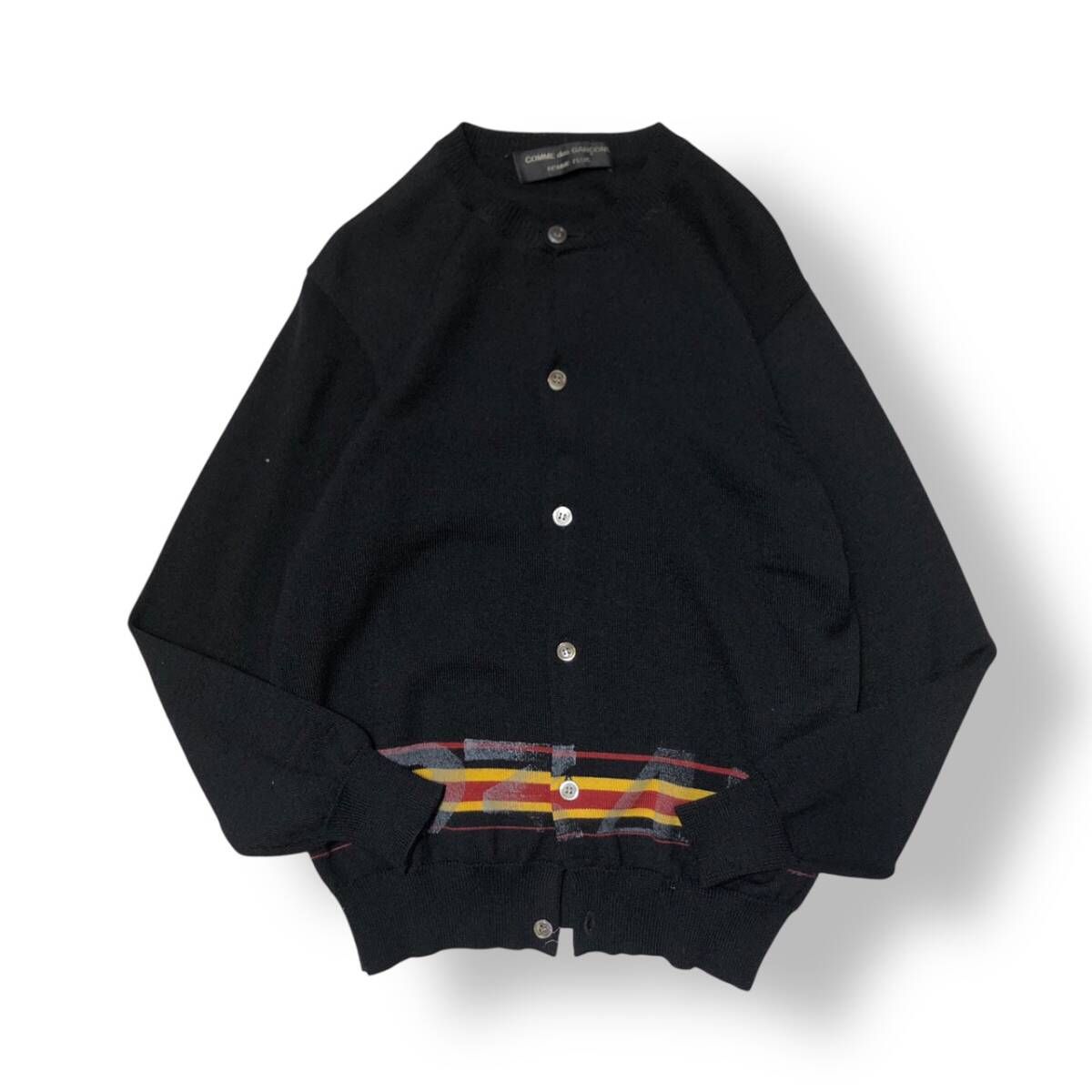 95AW スリープ期 COMME des GARCONS HOMME PLUS 数字プリントニットカーディガン ブラック系 PN-040330 コムデギャルソンオムプリュス