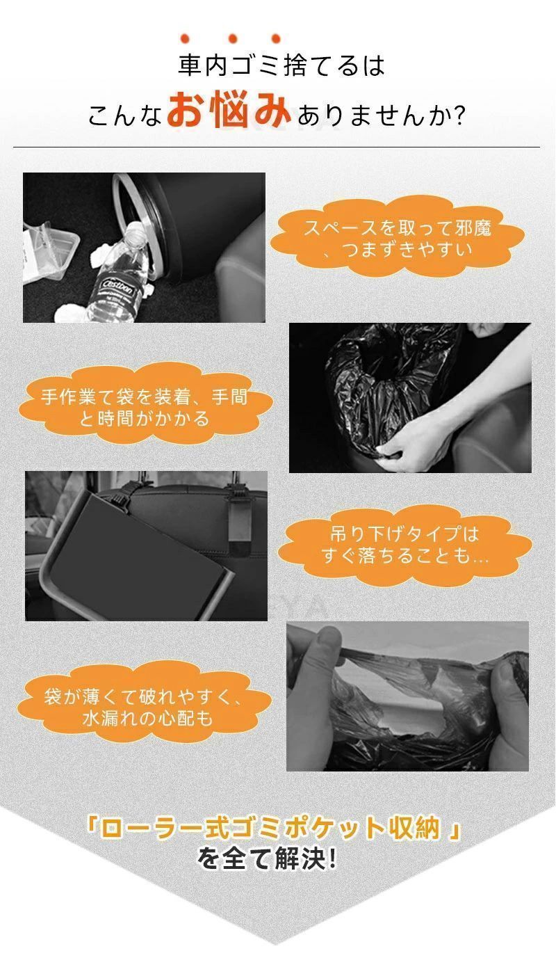 ゴミポケット収納 ローラー式 車載 隠し 省スペース ゴミポケット 車載ゴミ袋 置物袋 ビニール袋 簡単取付 使い捨て 壁掛け 便利グッズ 車載収納 感 車 ゴミ箱 車用 ゴミ箱 スリム おしゃれ