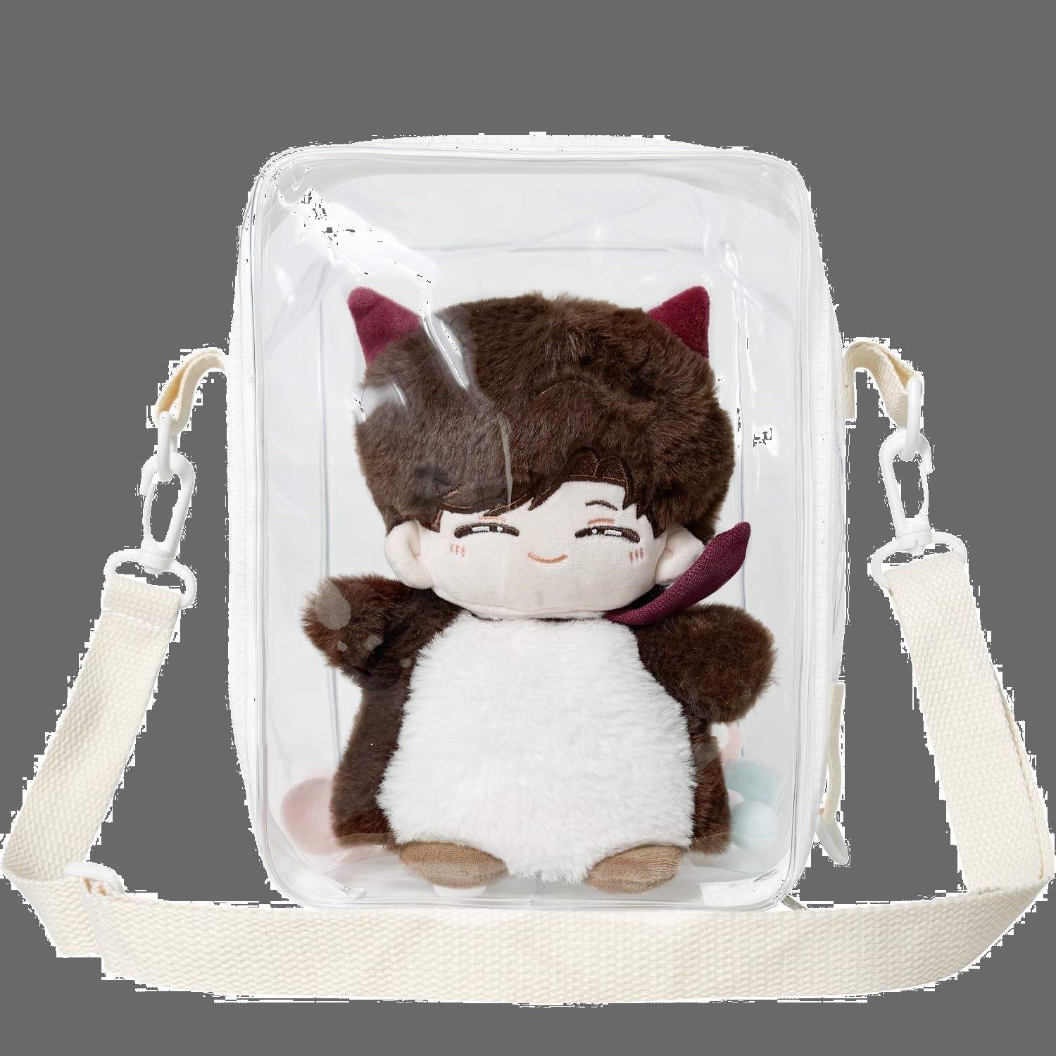 在庫処分】全透明 外出 大容量 見せバッグ ショルダーバッグ 20-25cm  