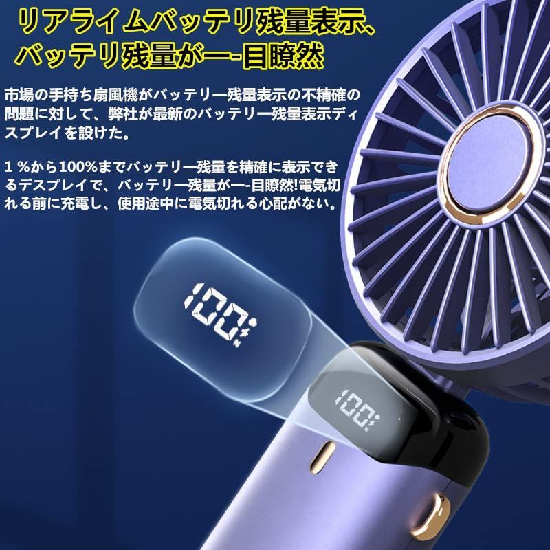 携帯扇風機【2023新登場小型扇風機】20dB静音 5段階風量調節 ミニ