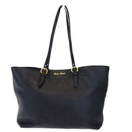 【中古】 中美品 ミュウミュウ miumiu トートバッグ ショルダー ブラック レザー 68EK968