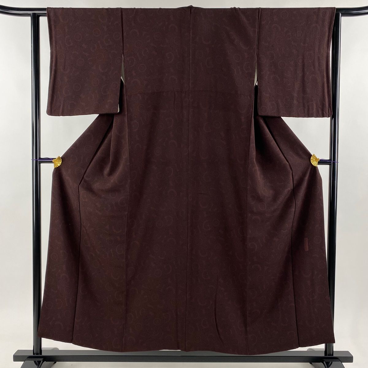 小紋 アンティーク 夏用 銘仙 市松 絣 雲 鶴 着物 044a p 単衣着物