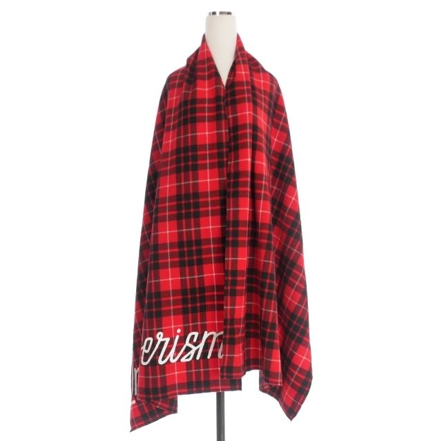 【中古】未使用品 アンダーカバーイズム UNDERCOVERISM ウール ロゴプリント チェックマフラー ストール F レッド 赤 UI2A4S01-1 メンズ アンダーカバーイズム UNDERCOVERISM ウール ロゴプリント チェック