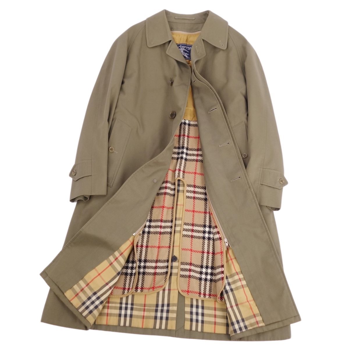 人気◆バーバリー ライナー付 ステンカラー バルマカーン コート カーキ L Vintage バーバリー Burberrys コート ステンカラーコート バルマ