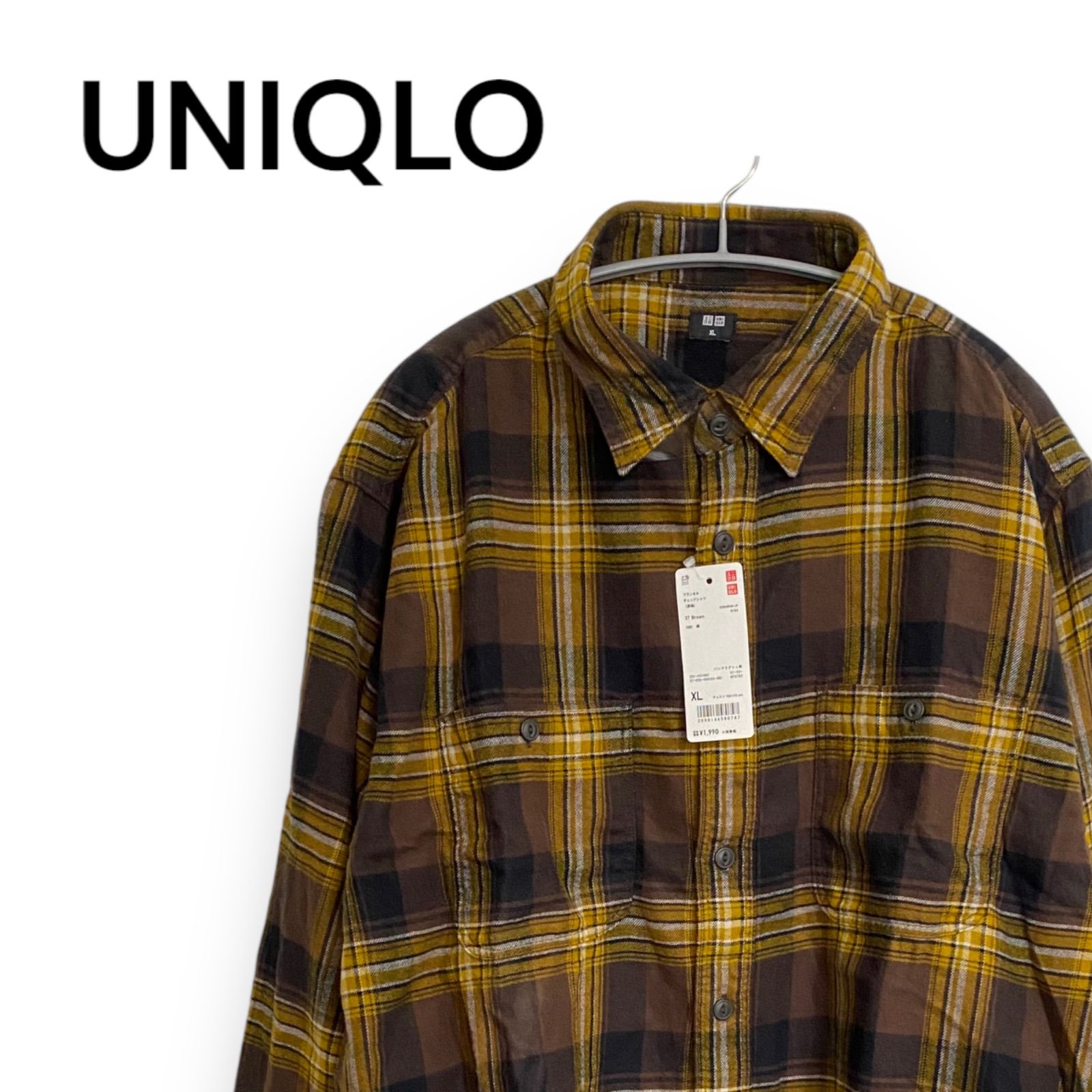 未使用品】UNIQLO ユニクロ 長袖 フランネルチェックシャツ ネルシャツ 