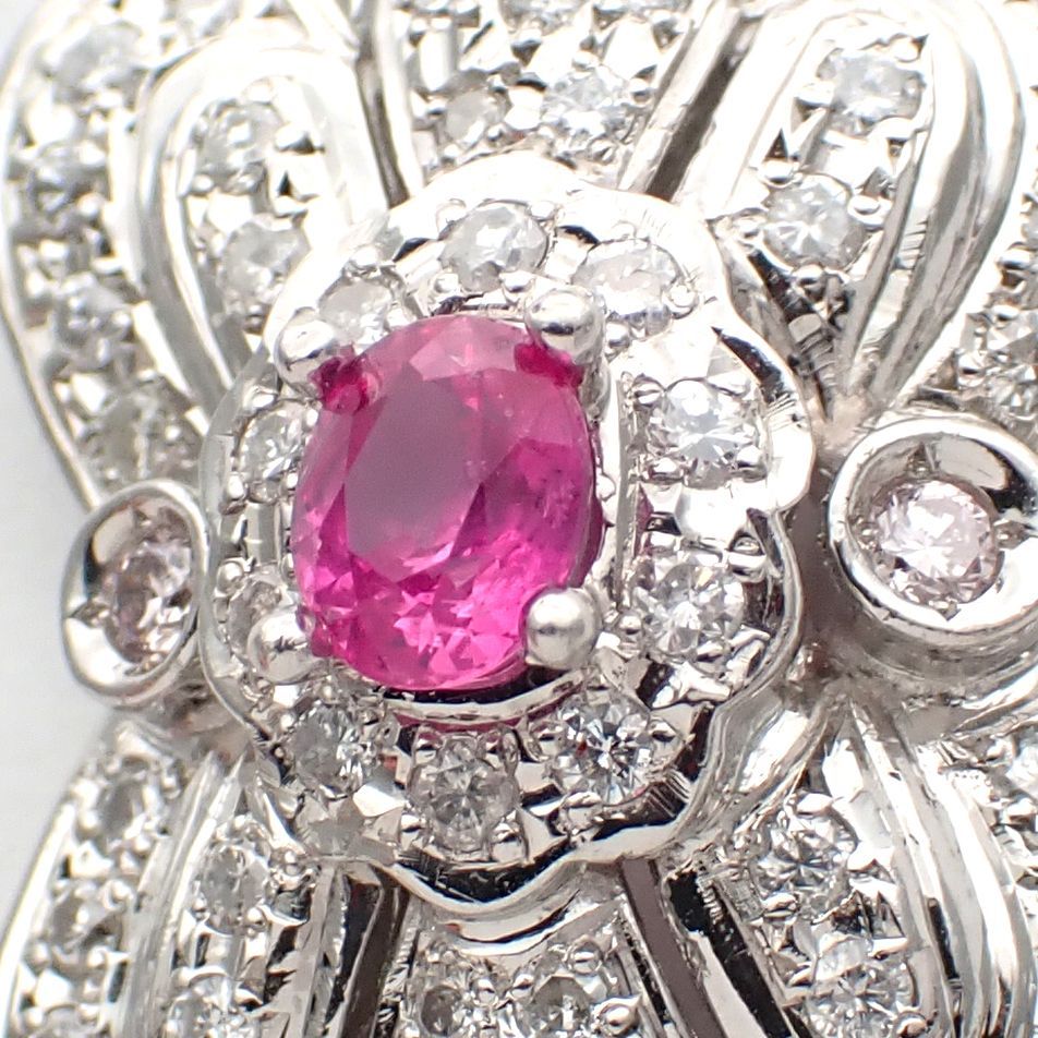 6/美品 Pt900 ルビー0.42ct ダイヤ計0.20ct ペンダントトップ Pt900 プラチナ ルビー 0.42ct ダイヤモンド 0.28ct ペンダント