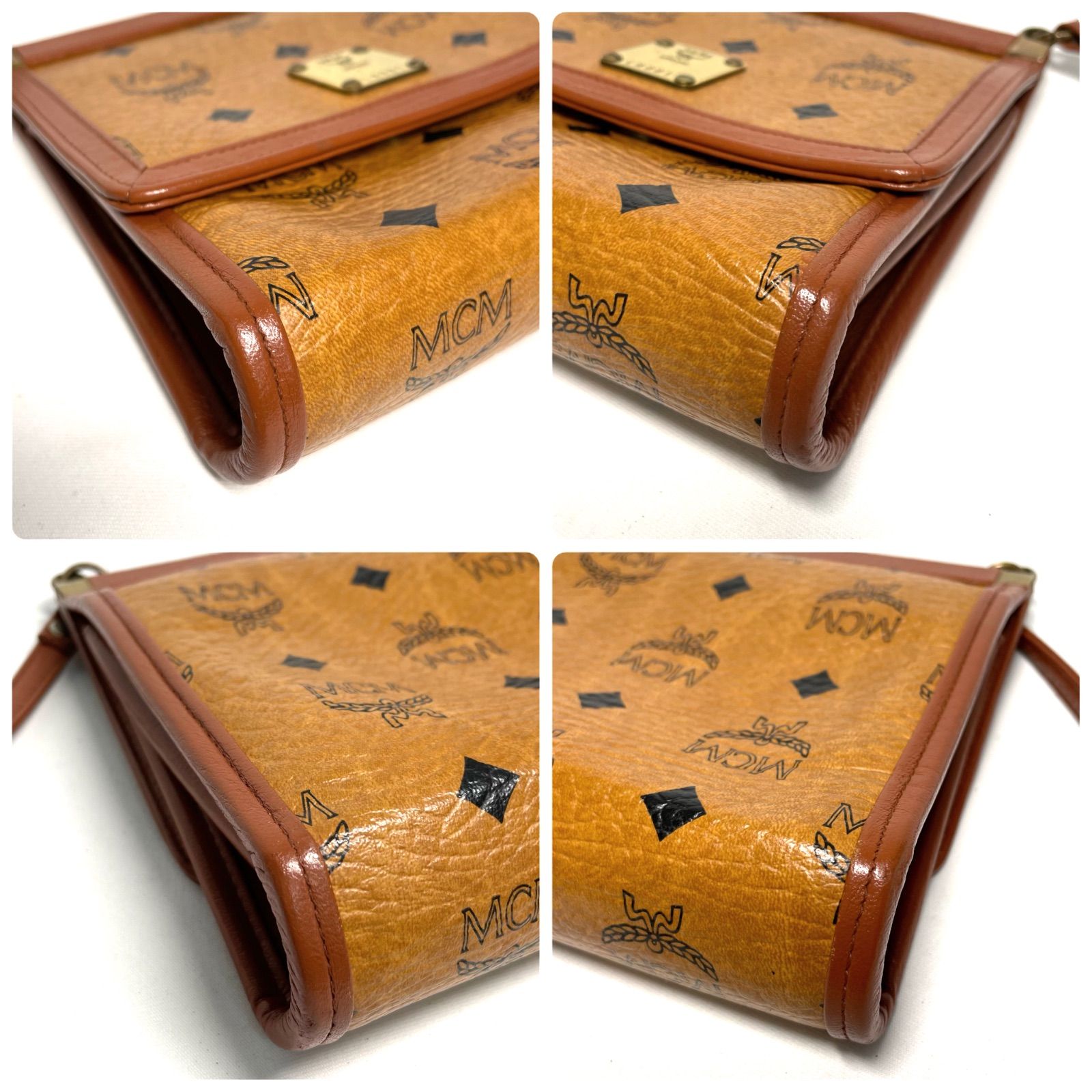 MCM レザー ショルダーバッグ ヴィセトス フラップ ブラウン - メルカリ