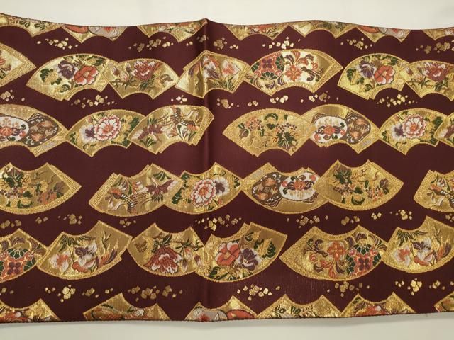 平和屋着物◎全通柄袋帯 扇面都之詩 金糸 正絹 逸品 CAAV0165qe