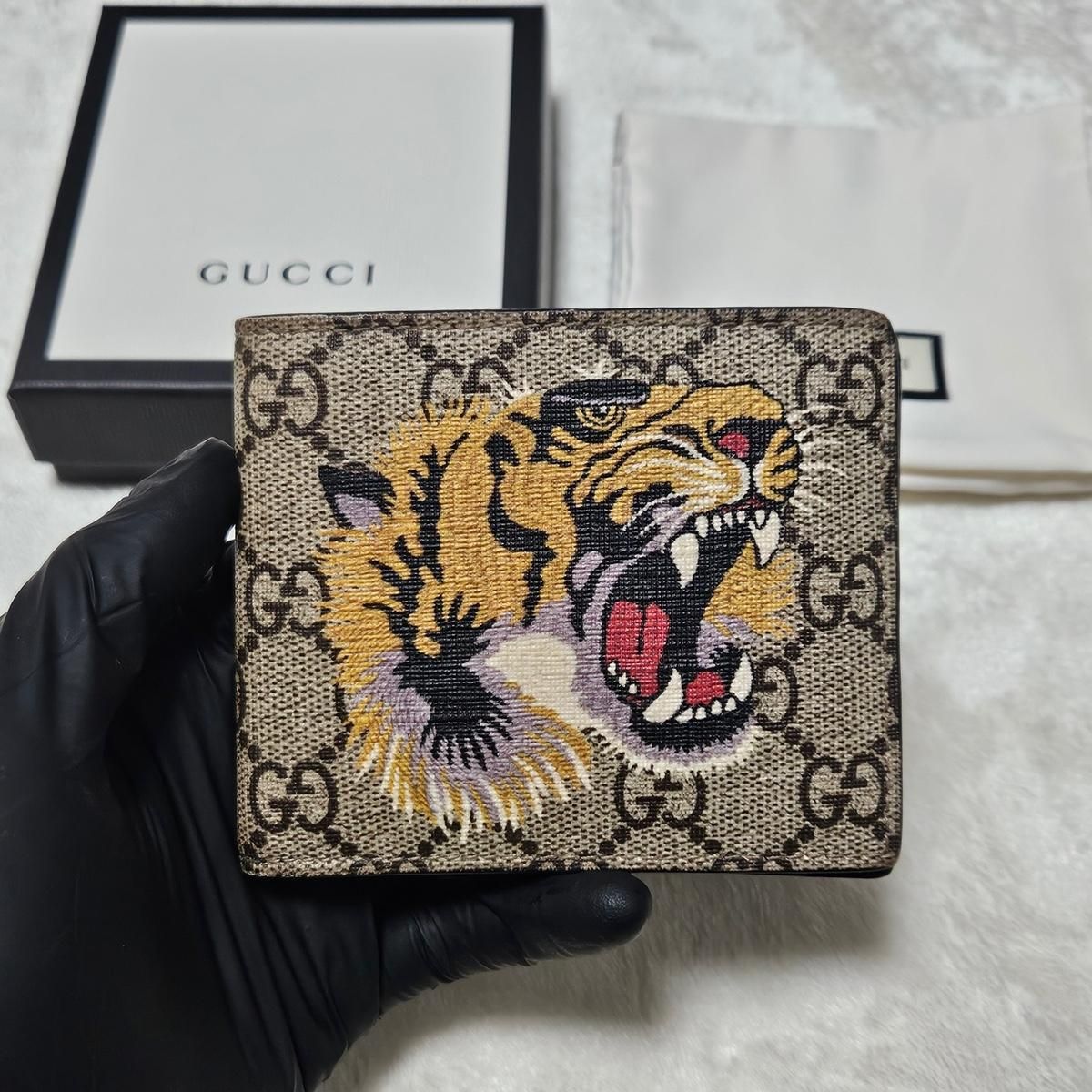 クリアランス グッチタイガー 二つ折り財布 楽天市場】【箱有り