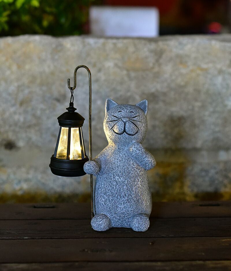 【♥︎】ガーデンライト ガーデニングオブジェソーラーLED 猫彫刻 楽天市場】ソーラーライト 猫 置物 ソーラーガーデン像 猫 彫像
