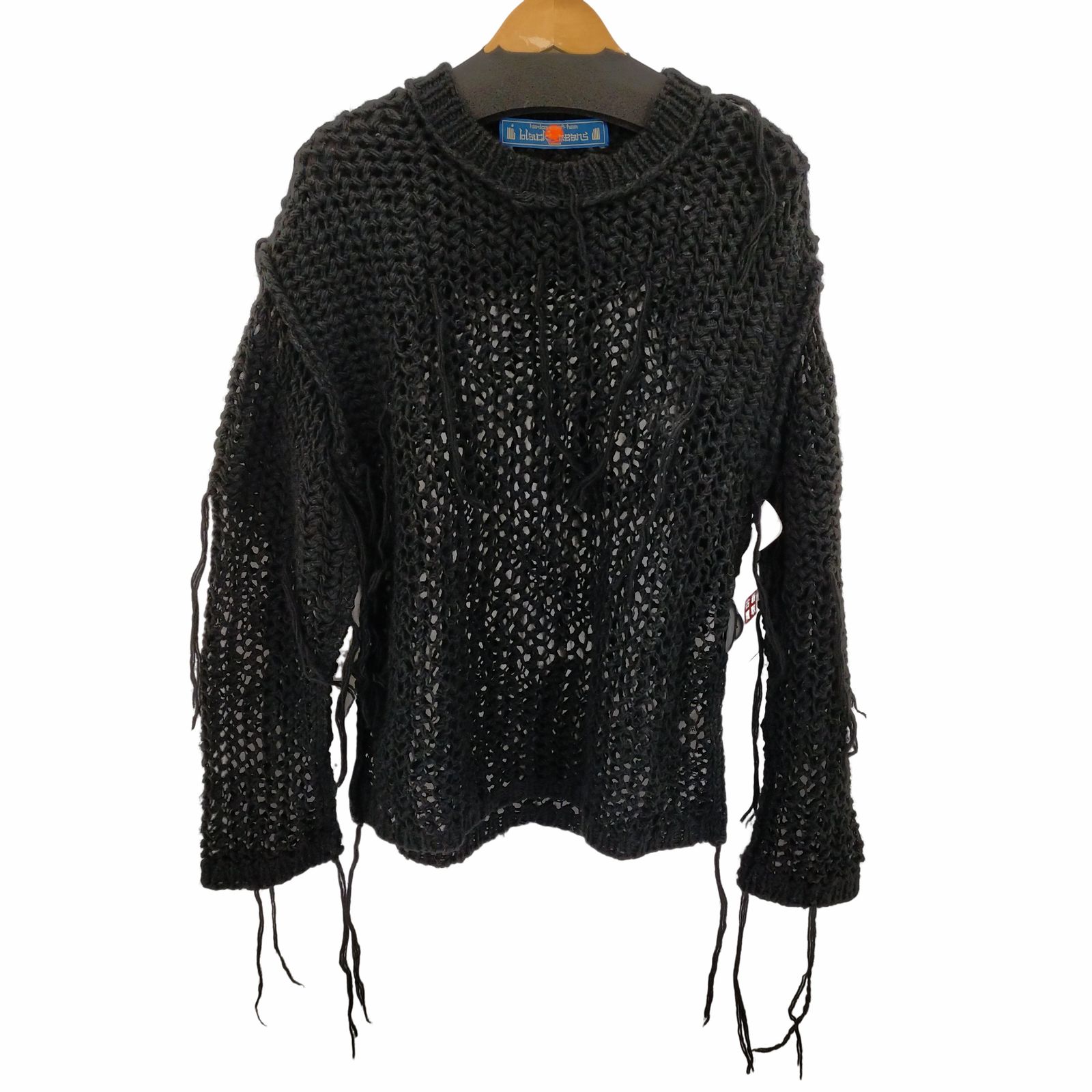 blackmeans アイボリー フリンジ付きニット blackmeans ニット blackmeans アイボリー フリンジ付きニット