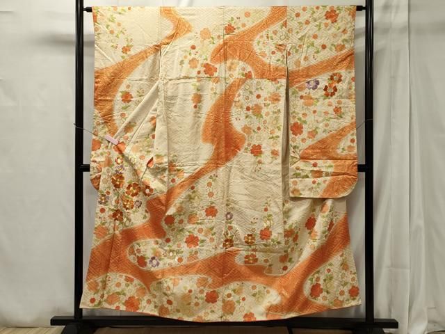 豪華振袖　作家物　絞り　舞花文　暈し染　金彩　着丈167.5cm　正絹 豪華振袖作家物絞り舞花文暈し染金彩着丈167.5cm正絹