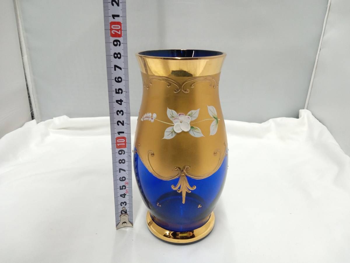 ボヘミア カットグラス フラワーベース 花瓶 500PK 高27.5㎝ 箱付 ガラス工芸 三越販売 西洋美術　　b2010 ボヘミアグラス フラワーベース 500PK ボヘミアングラス 500PKカット