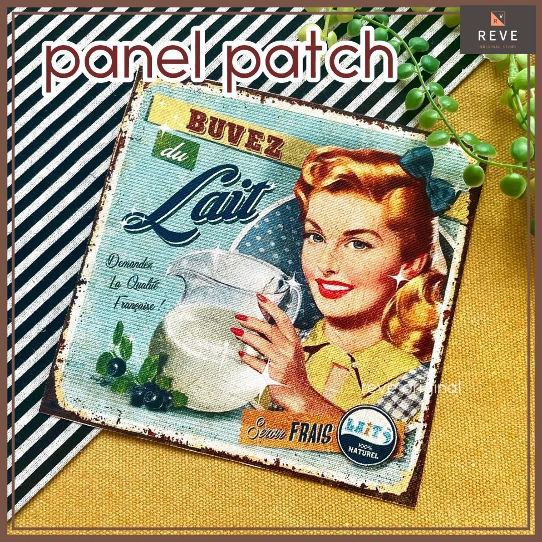 パネル生地 レトロアメリカン キャンバス デザインワッペン