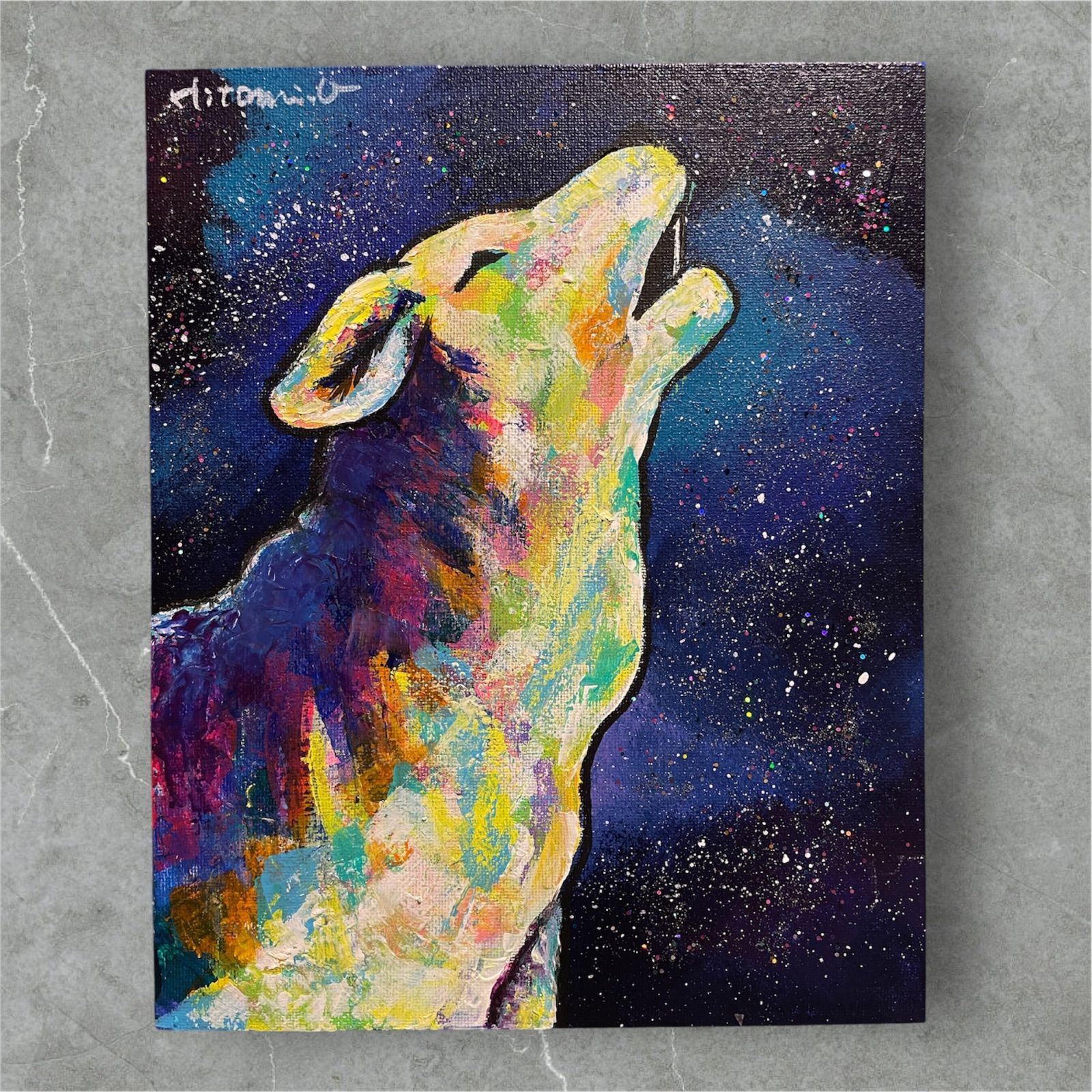 F3号】【2025年制作】【オオカミ】キャンバス 原画 絵画 動物画 人気