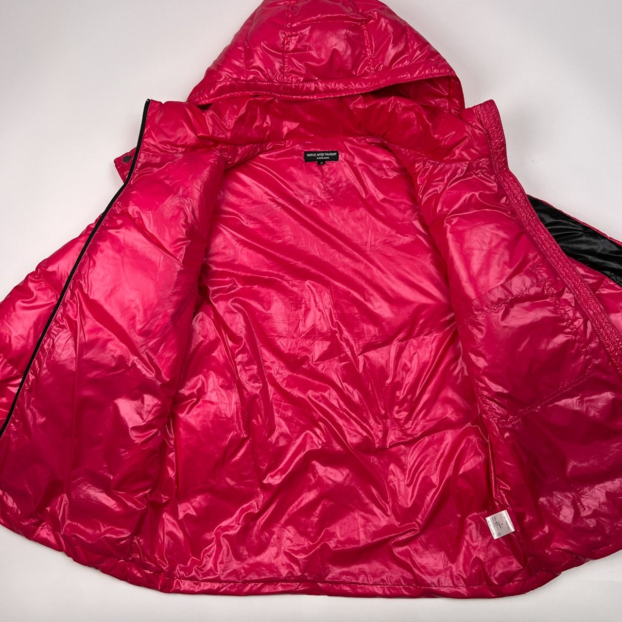 【翌日配送】 2WAY Dance With Dragon ダンスウィズドラゴン フード付き ダウンジャケット - ベスト 3 ピンク×ブラック メンズ