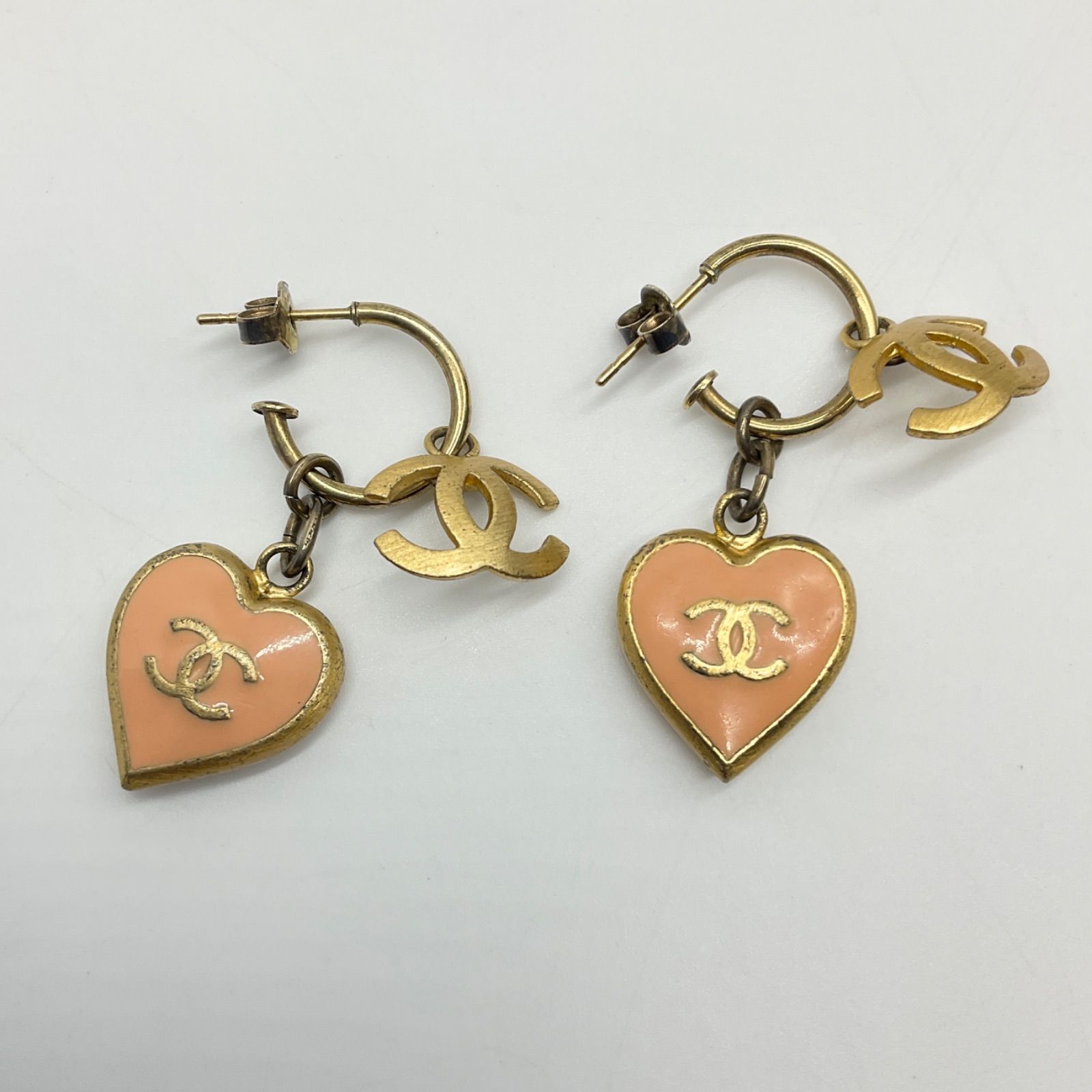 CHANEL シャネル ココマーク ピアス 両耳用 ゴールド ピンク ハート 