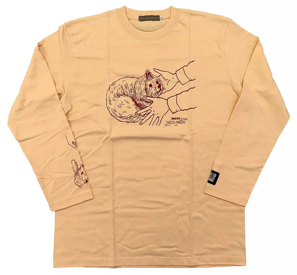 中古】Tシャツ ノンノン親分 ロングTシャツ ベージュ XLサイズ