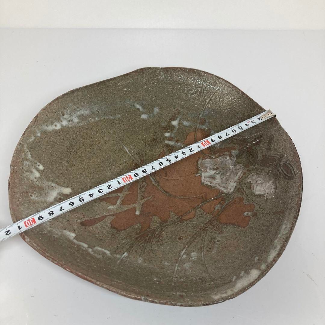 坪島土平 廣永窯 秋草図大皿 唐津 共箱 直径31.2cm 東H5-0624⑦