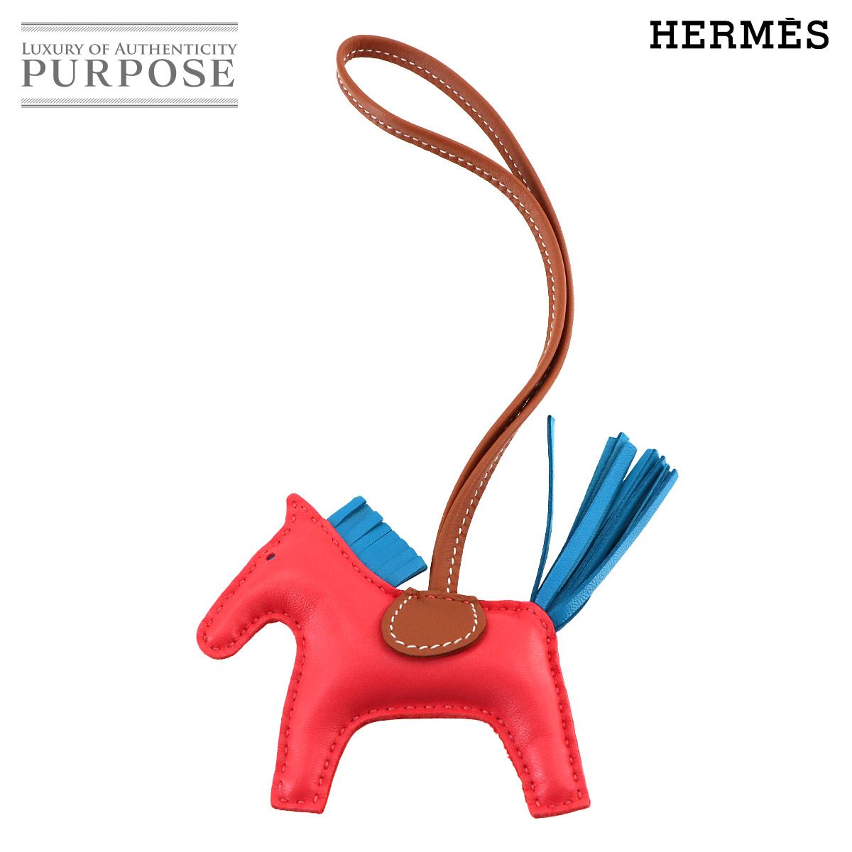 エルメス HERMES ロデオ PM バッグ チャーム アニューミロ ローズテキサス ブルーザンジバル ゴールド Y刻印 90280806