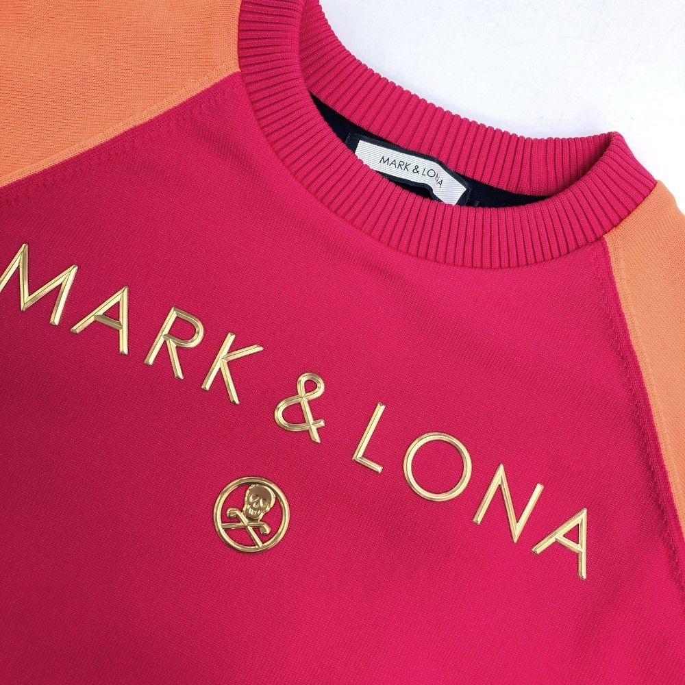 サイズ：36 MARK&LONA マークアンドロナ  裏地付 ニットセーター スカル  ピンク系 [240101463062] ゴルフウェア レディース ストスト サイズ：36 MARK&LONA マークアンドロナ 裏地付 ニットセーター