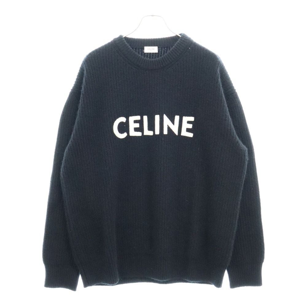 CELINE (セリーヌ) 21AW Oversized Celine Sweater In Ribbed Wool ロゴ刺繍 オーバーサイズ  ウールニット セーター ブラック 2A19R205O - メルカリ