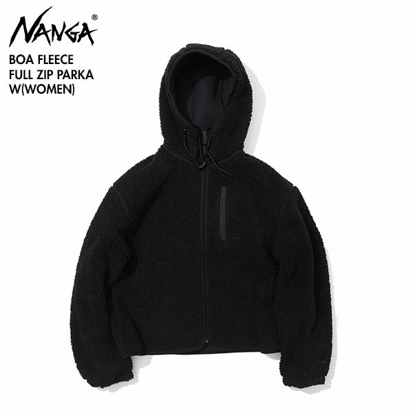2025最新モデル NANGA ナンガ N2530-1P116D ボア フリース フルジップパーカー ウィメンズ BOA FLEECE BLK L