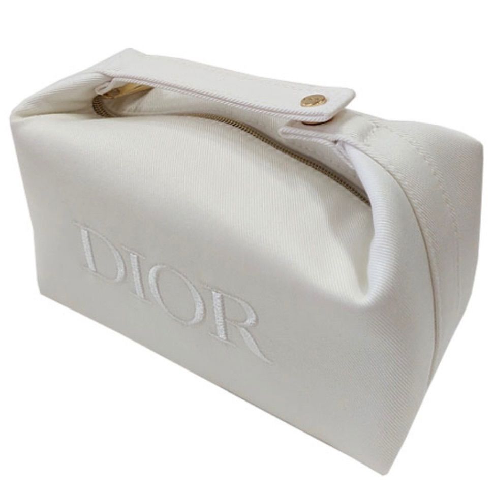 Dior／【オフホワイト】ハンドル付きコットンコスメポーチ