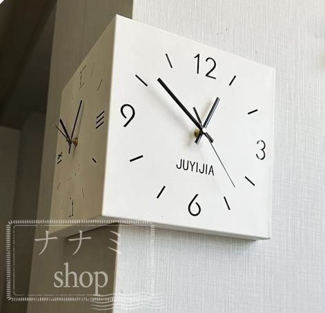 コーナークロック壁掛け時計金属製両面寝室背景壁ステッカー装飾サイレント時計