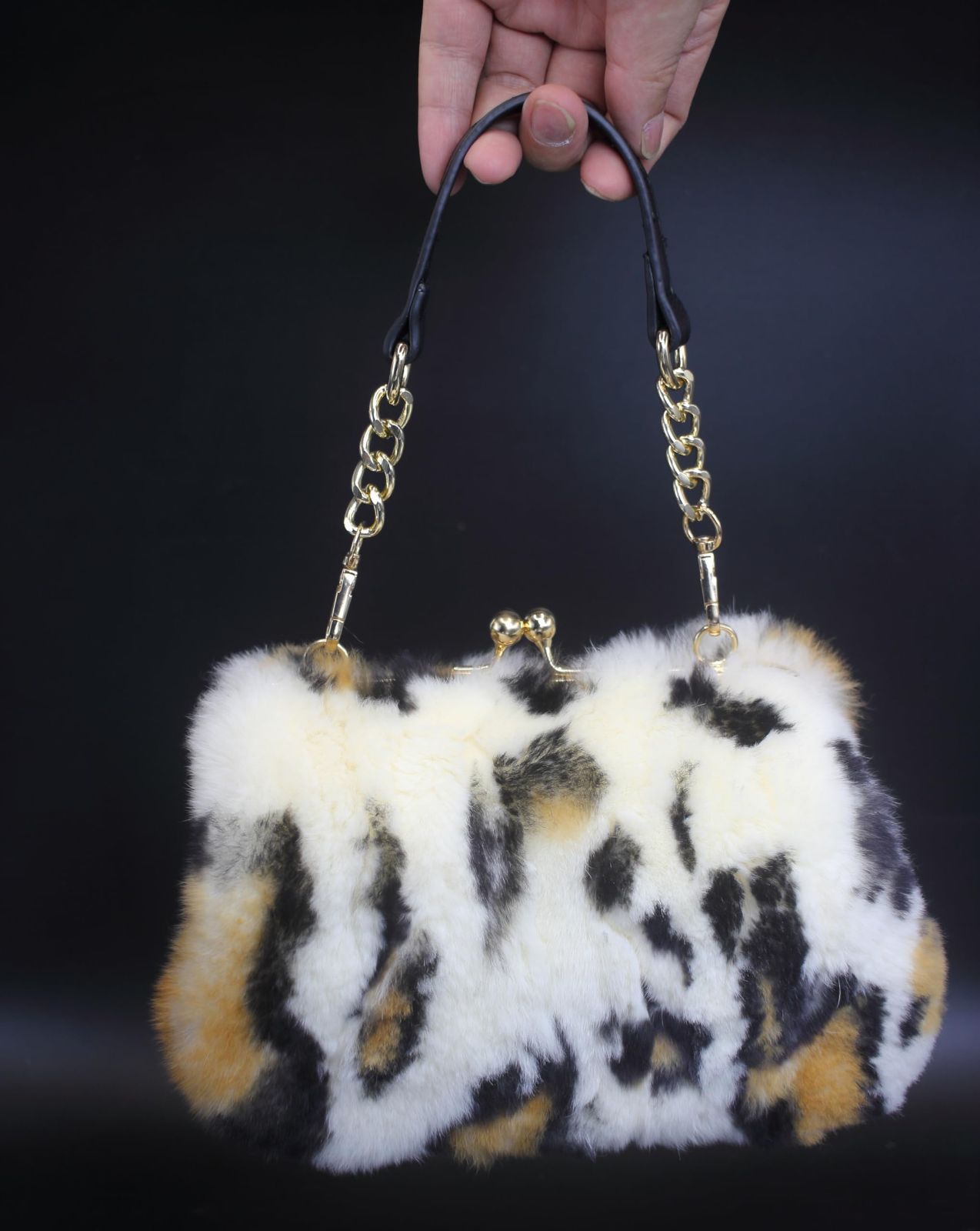 レッキス ミニ トート ファーバッグ BAG リアルファー ラビット 全面 