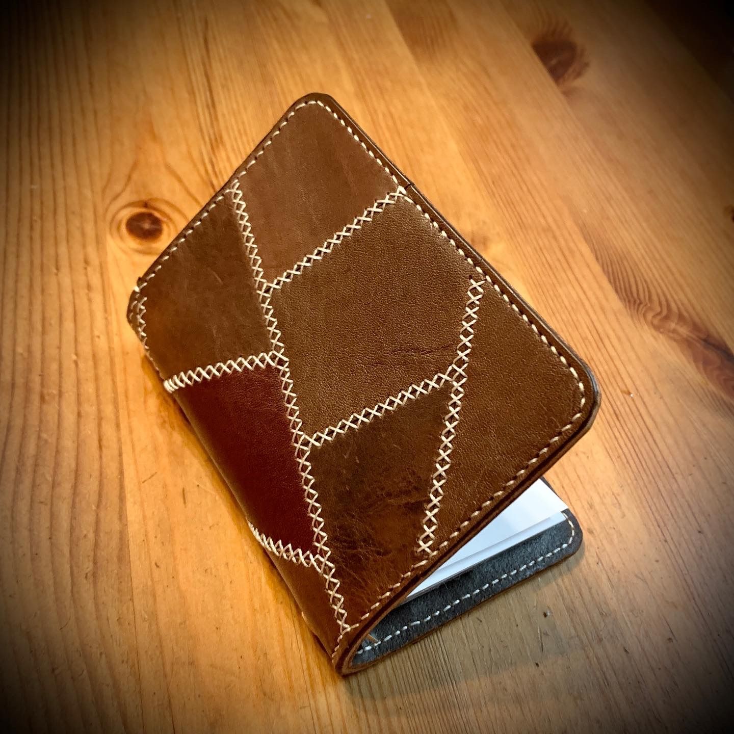 ハンドメイド オーダー品 オーダーメイドミニ6システム手帳（レザーパッチワーク総手縫