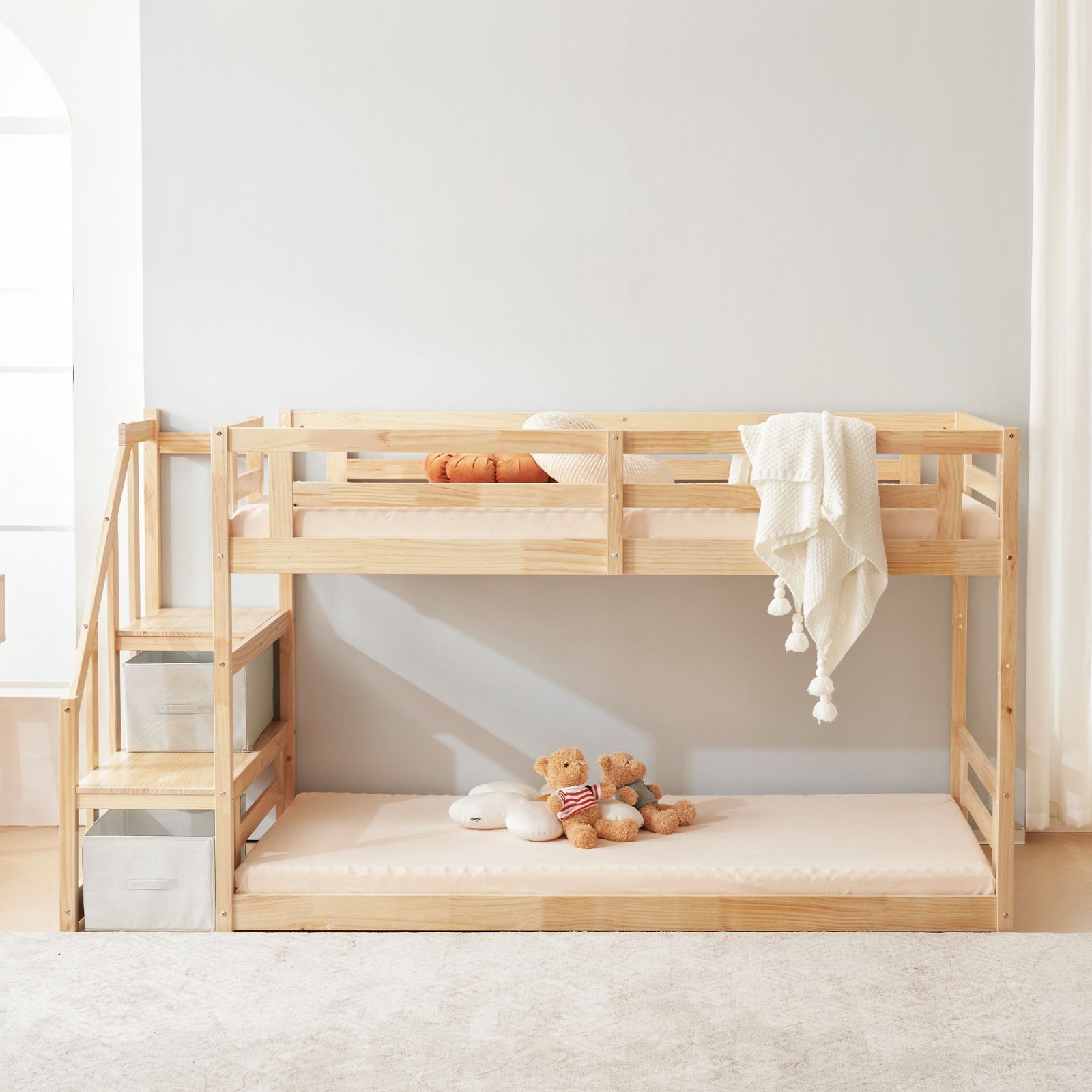 赤字価格！親子ベッド収納 北欧風 おしゃれ 子供部屋 耐震 BLACK 赤字価格！二段親子ベッド収納 北欧風 おしゃれ 子供部屋 耐震 BLACK