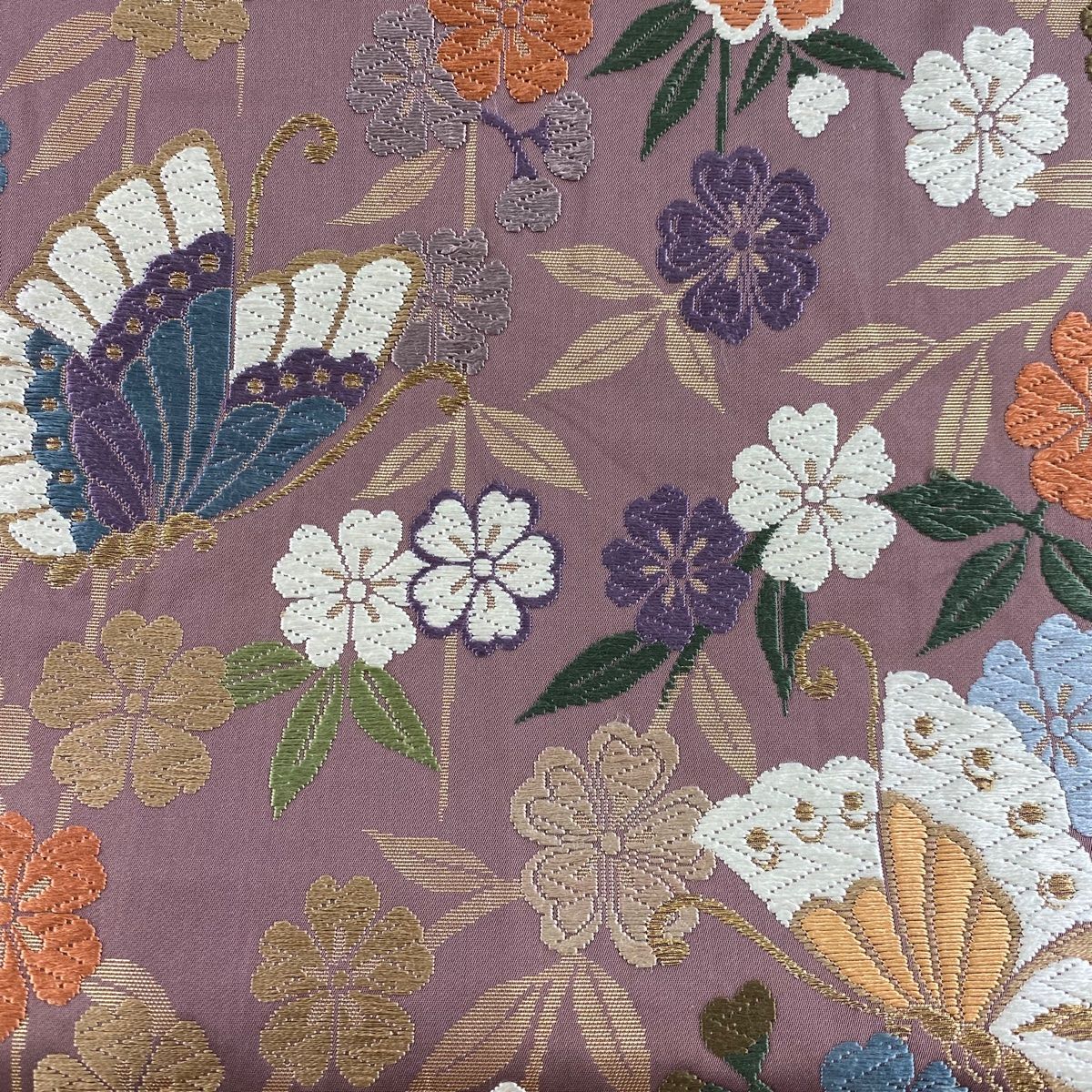 袋帯 秀品 蝶 桜 唐織 箔 灰紫 六通 正絹 【中古】 - メルカリ