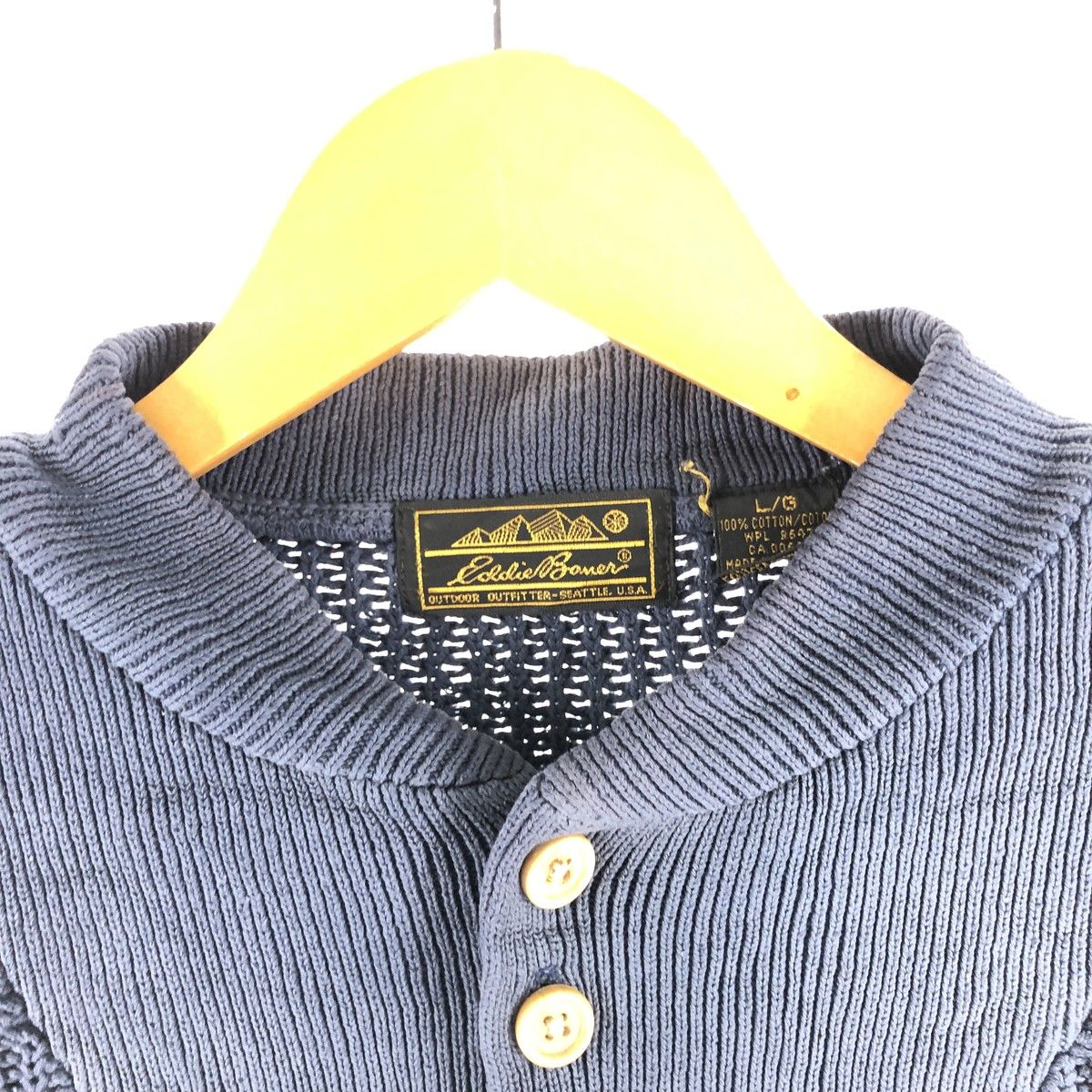 古着 80~90年代 エディーバウアー Eddie Bauer 黒タグ ヘンリーネック