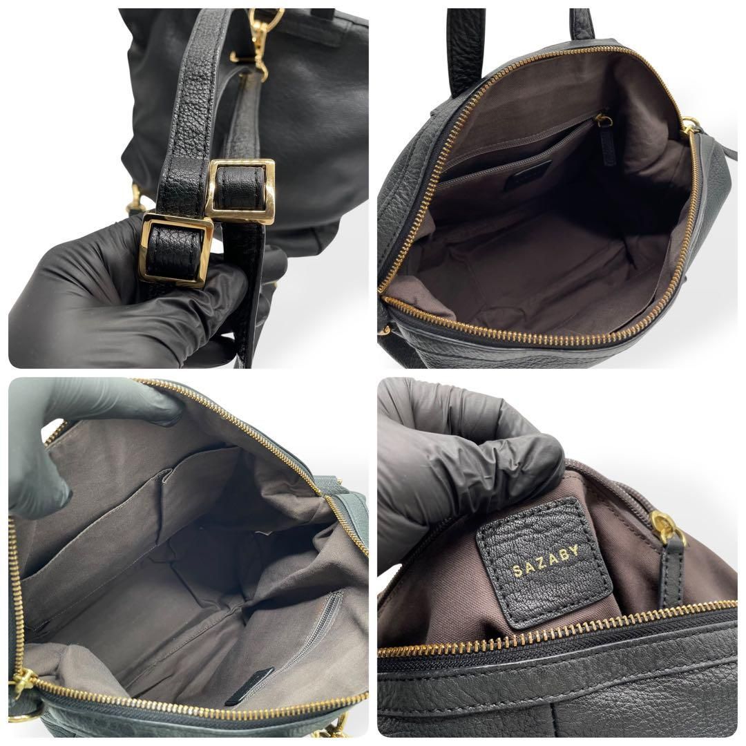 極美品　SAZABY　3way リュックサック　ショルダーバッグ　レザー　黒 極美品 SAZABY 3way リュックサック ショルダーバッグ レザー 黒
