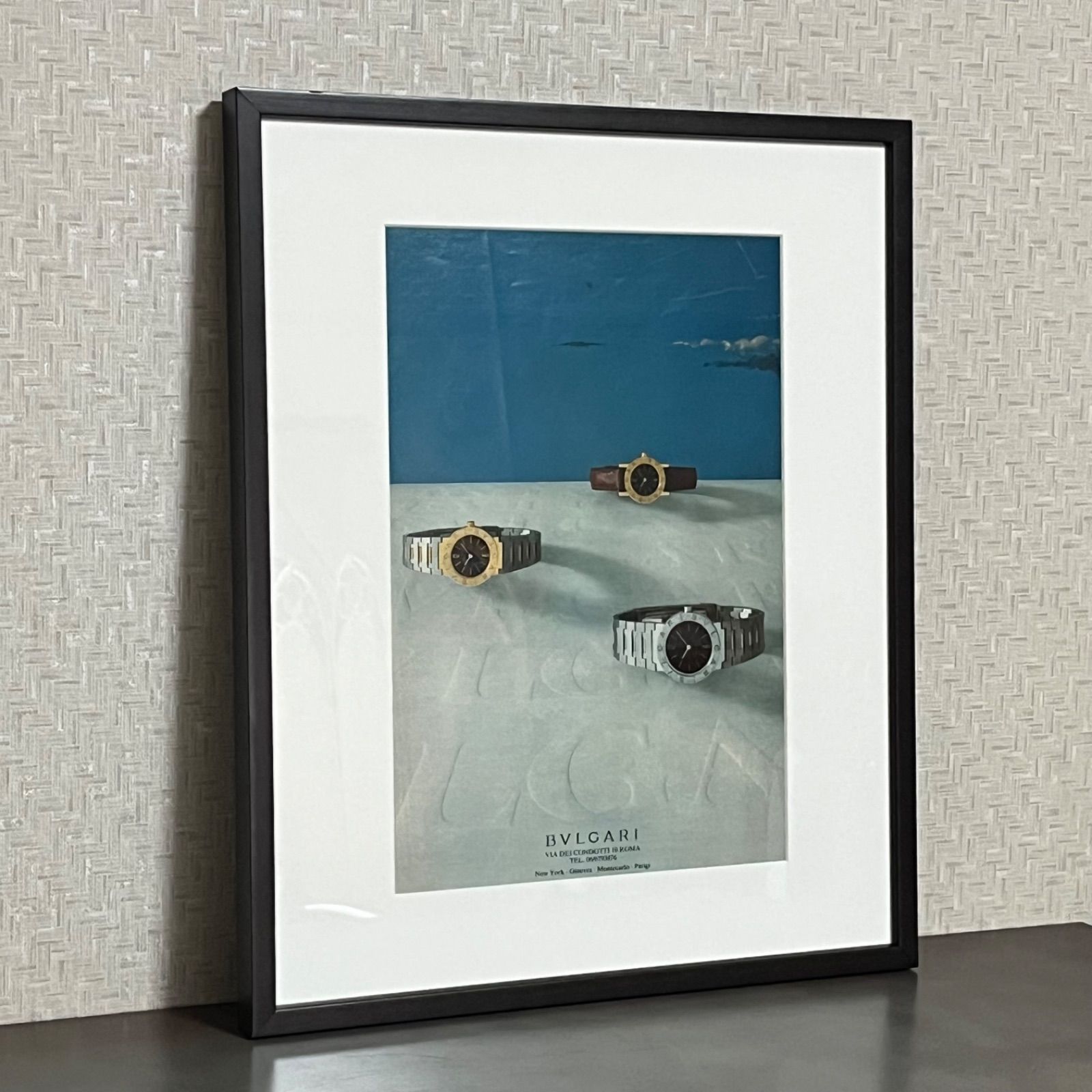 ★グッドデザイン！日本製 高級 額付！ブルガリ BVLGARI 広告 印刷物 1984 広告＞ BVLGARI ブルガリ ポスター ヴィンテージ アートポスター