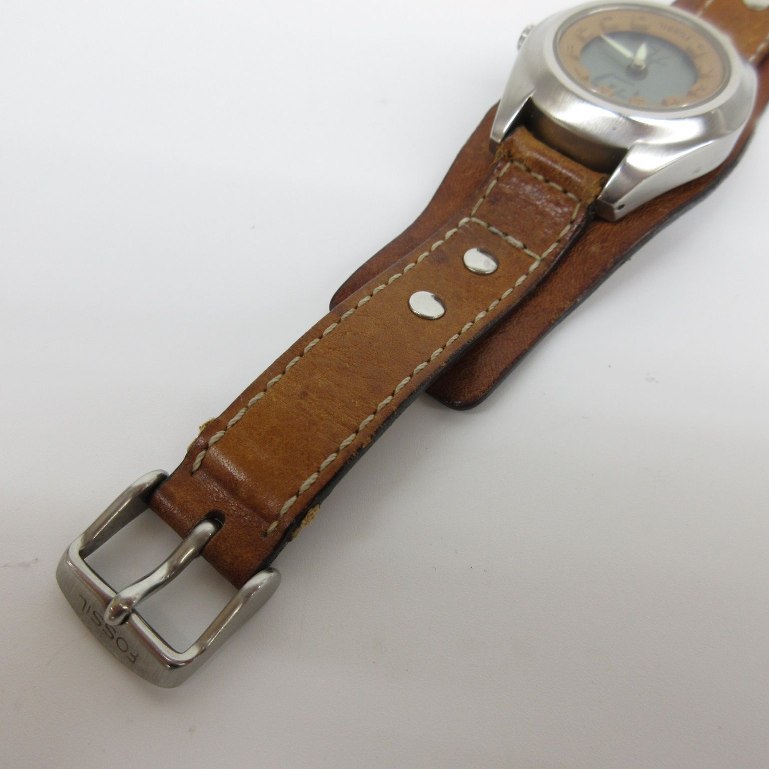 FOSSIL フォッシル BIGTIC ビッグティック 漢数字 稼働品 レザーベルト 